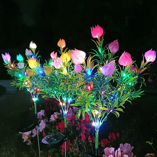 Solar-Powered LED Gardenia Lights – Outdoor Decor for Garden, Balcony and Terrace, Weatherproof