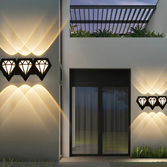 LED Wall Light in Diamond Design for Outdoor Use - Decorative, Weatherproof Lighting