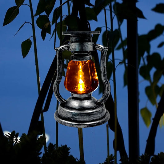 Retro Kerosene Lamp Decoration for Garden and Outdoor Area, Vintage Lantern with LED Light