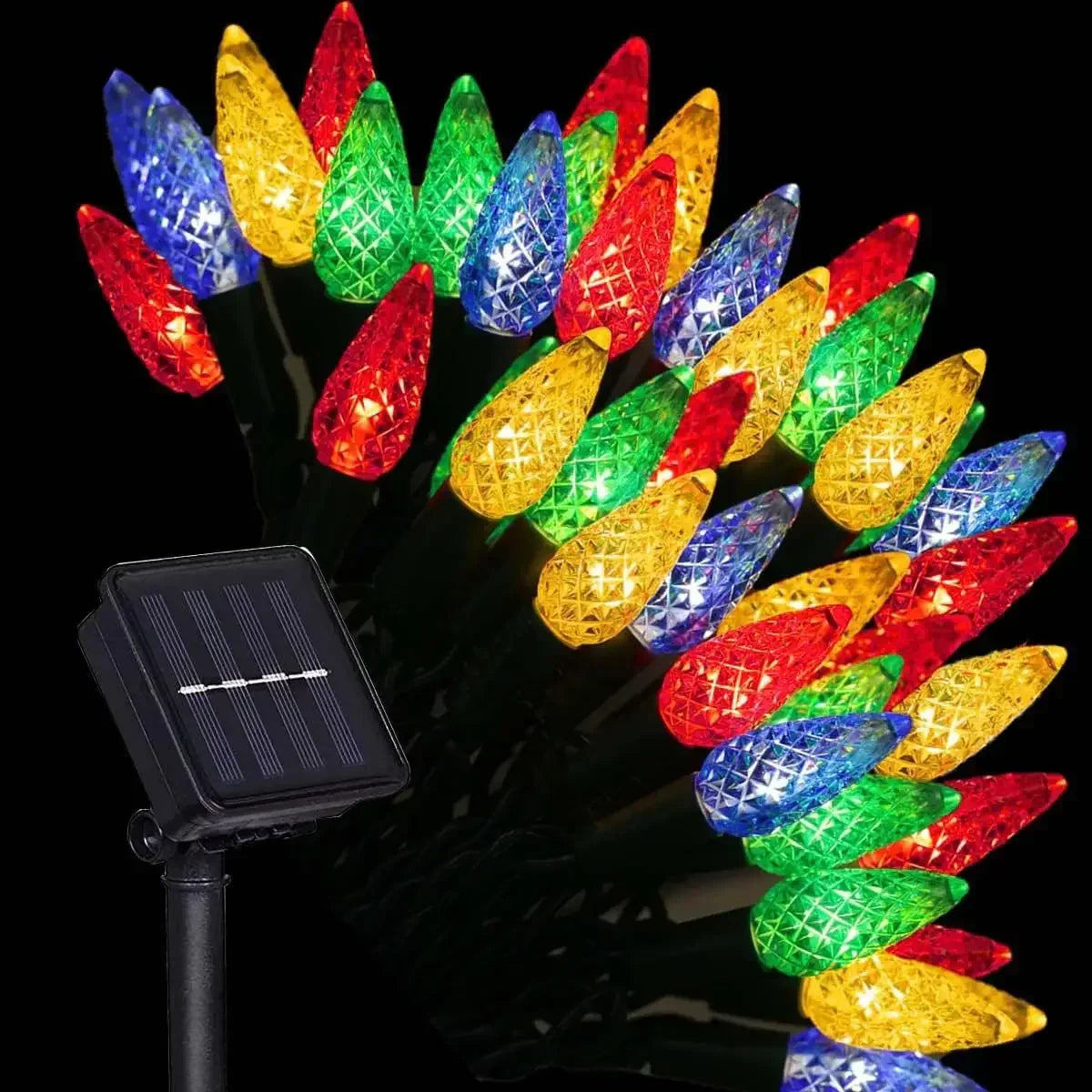 Colourful Solar LED String Lights C6 for Outdoor Use – Energy-Efficient Christmas Lighting