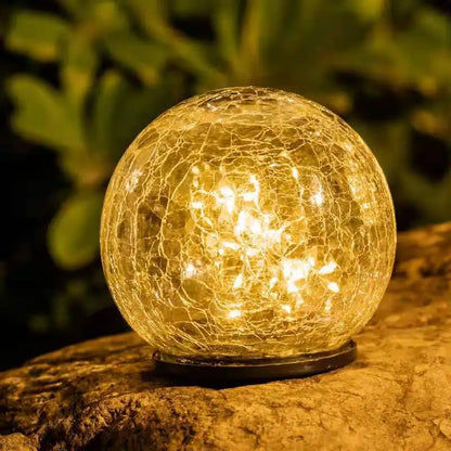 LED Garden Lights in Crackle Glass Design – Solar Ball Lamps for Outdoor Use and Decoration