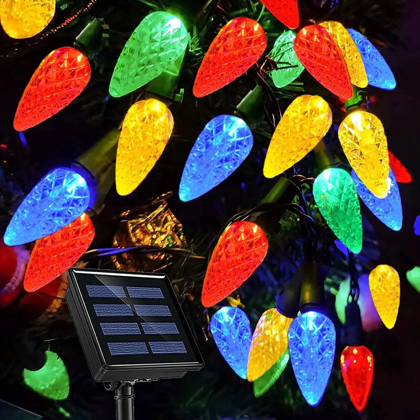 Colourful Solar LED String Lights C6 for Outdoor Use – Energy-Efficient Christmas Lighting