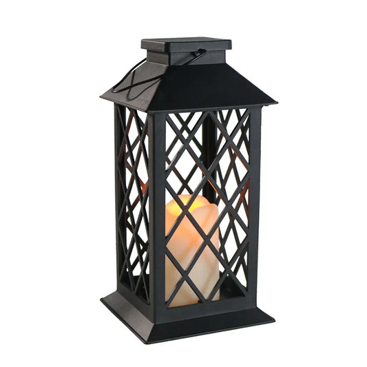 Vintage Solar Garden Lantern with LED Candle – Weatherproof Decoration for Outdoors and Terrace